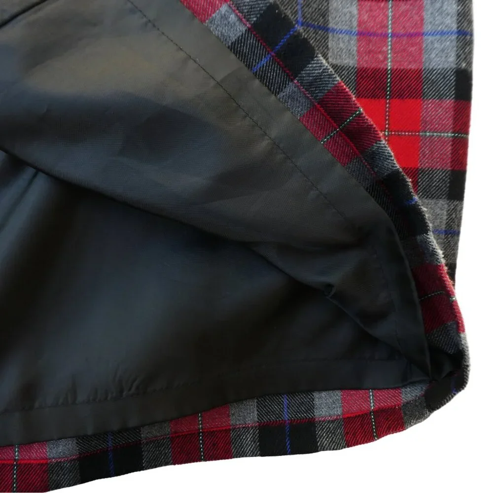 Crazy Horse Liz Claiborne Red Plaid Maxi Skirt Lined Faux Wrap Back Zip 12